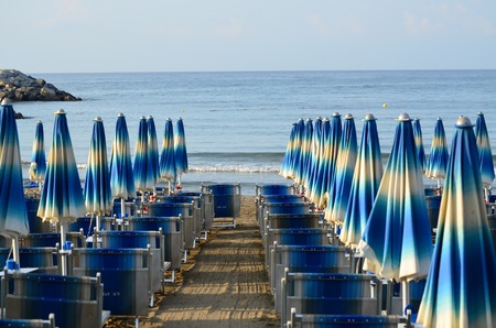 Sea tourist beach, Diano Marina, Italyの写真素材