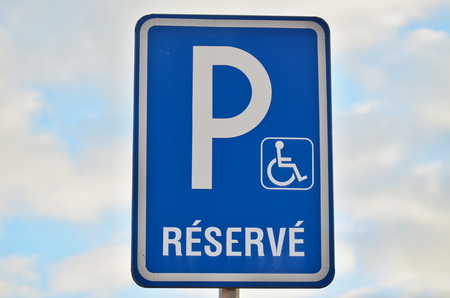 traffic sign, Parking for the disabled, South Bohemia, Czech Republicの写真素材