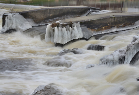 rapidly flowing water, South Bohemia, Czech Republicの写真素材