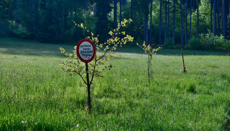 traffic sign, no entry, private property. Czech Republicの写真素材