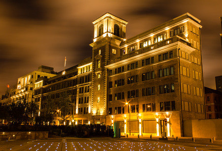 Shanghai Bund origin at nightのeditorial素材