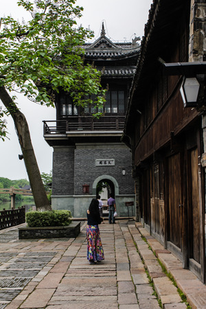 Wuzhen, Zhejiang Province, China town sceneryの写真素材