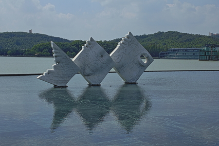 Shanghai Sheshan Moon Lake, park landscapeのeditorial素材