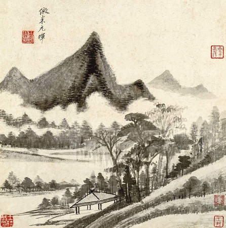 Dong Qichang antique landscape paintingのeditorial素材