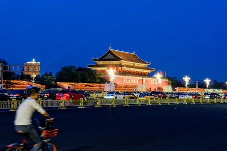 Night view of Tiananmen square, Beijingのeditorial素材