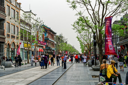 Pedestrian street, Qianmen Street, Beijingのeditorial素材