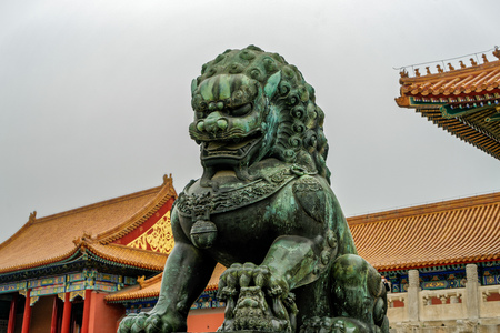 Close up view of a statue in the Imperial Palace in Beijingのeditorial素材