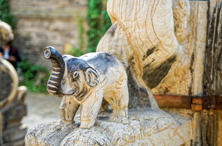 Close up view of an elephant sculptureの写真素材