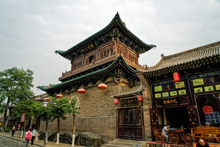 Exterior landscape view of a temple in Shanxi Pingyao Countyのeditorial素材