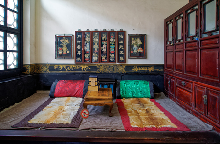 Interior view of Qiao's family courtyard in Shanxi, Chinaのeditorial素材