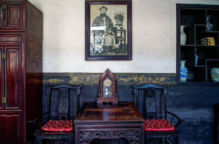 Exterior view of Qiao's family courtyard in Shanxi, Chinaのeditorial素材