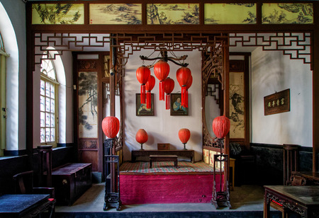 Exterior view of Qiao's family courtyard in Shanxi, Chinaのeditorial素材