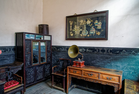 Interior view of Qiao's family courtyard in Shanxi, Chinaのeditorial素材