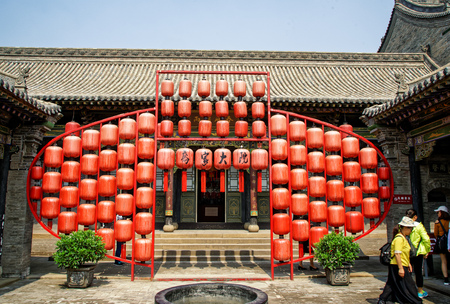 Exterior view of Qiao's family courtyard in Shanxi, Chinaのeditorial素材
