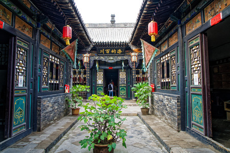 Courtyard view of an ancient building at Pingyao County in Shanxi, Chinaのeditorial素材