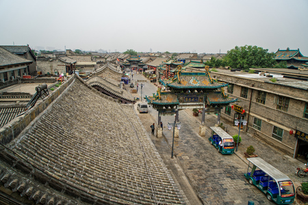 Aerial landscape view of Pingyao County, Shanxiのeditorial素材