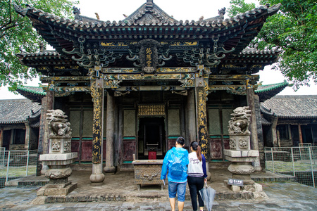 Exterior landscape view of an ancient architectural building in Shanxi Pingyao Countyのeditorial素材