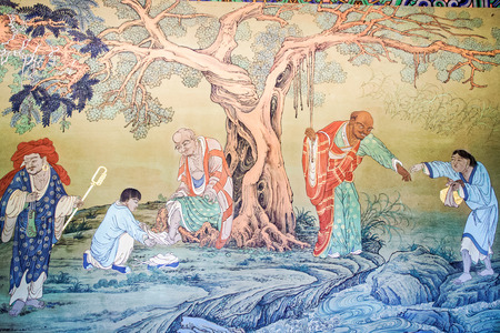 wall art in Shanxi Datong fahua Templeのeditorial素材