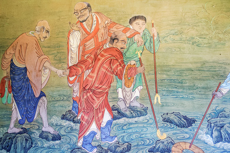 wall art in Shanxi Datong fahua Templeのeditorial素材