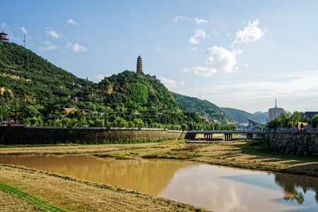 Urban scenery of Yanan, Shaanxiのeditorial素材