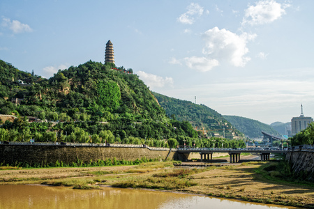 Urban scenery of Yanan, Shaanxiのeditorial素材