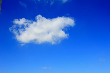 Clouds in the blue sky over the city, closeup of photo