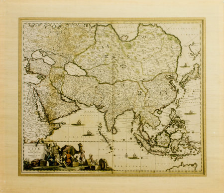 Vintage map of the 18th century, isolated on white backgroundの写真素材