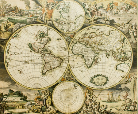 Vintage map of the 18th century, isolated on white backgroundの写真素材