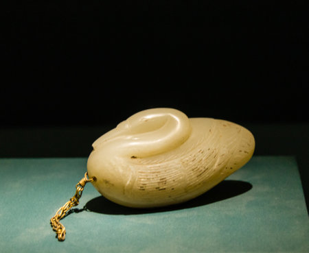 Chinese ancient ceramic arts and crafts in the museum, closeup of photoの写真素材