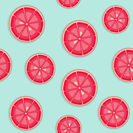 Colorful summer seamless pattern with grapefruit. blue and pink colors. vector illustration.のイラスト素材