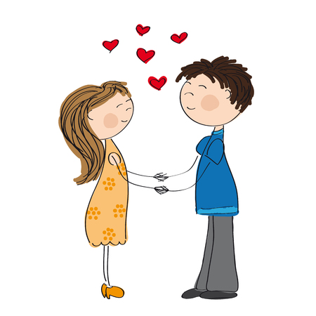 Young couple holding hands icon.のイラスト素材