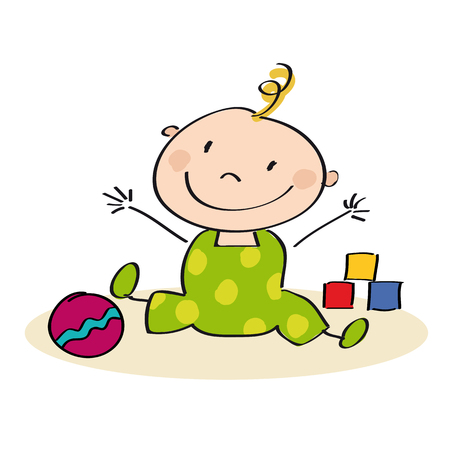 Little baby playing on the floor icon.のイラスト素材