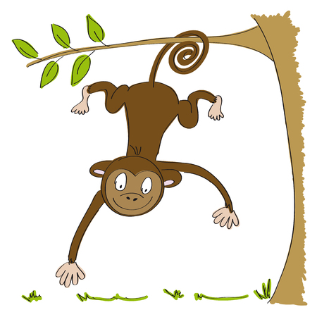 Monkey hanging from the tree icon.のイラスト素材