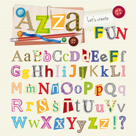 Set of scrapbook letters and elements.のイラスト素材