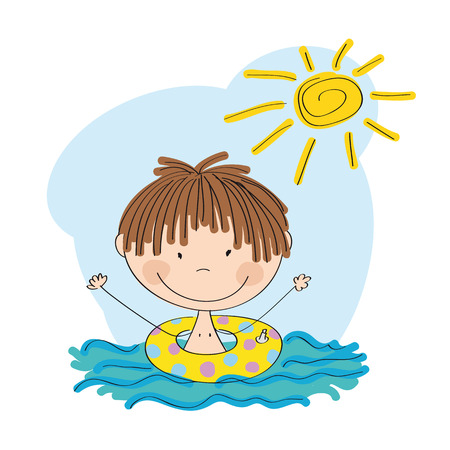 Little boy swimming icon.のイラスト素材