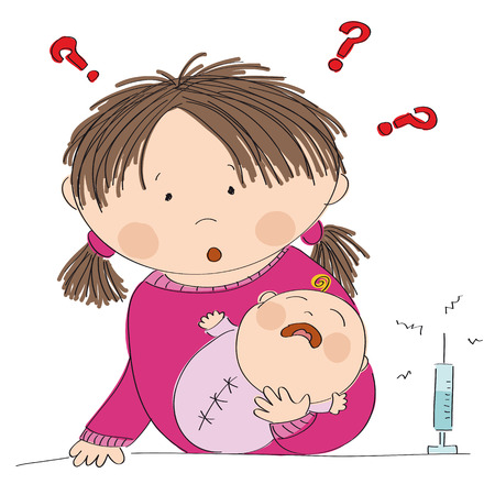 Mother holding her baby girl icon.のイラスト素材