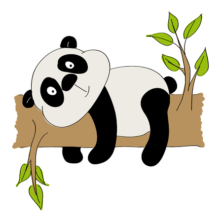 Panda lying on a branch icon.のイラスト素材