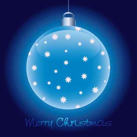 Shining blue glossy christmas ball on dark backgroundのイラスト素材