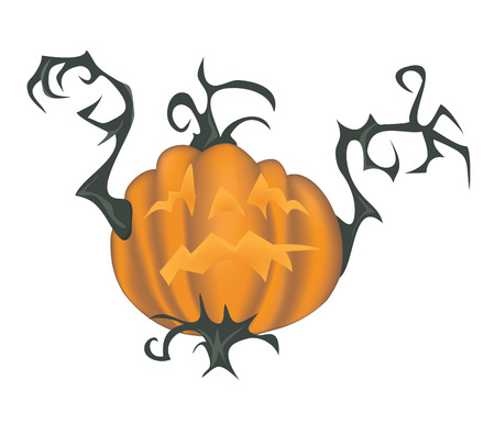 Scary halloween pumpkin - vector illustration isolated on whiteのイラスト素材