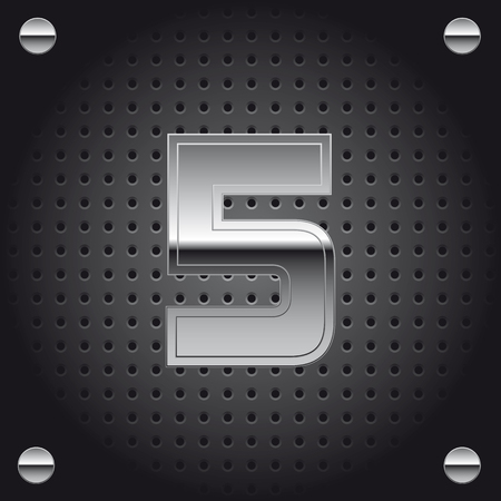 Number 5 silver metallic lettering.のイラスト素材