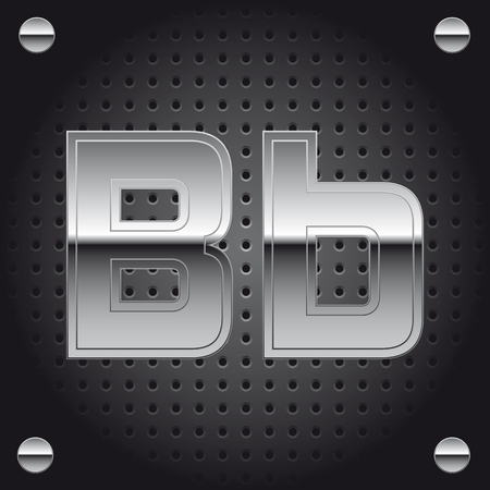 Letter B silver metallic lettering.のイラスト素材