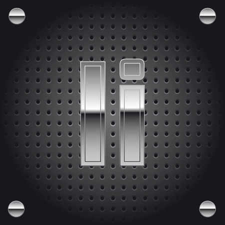 Vector set of silver metalic font on metallic perforated background - letter Iのイラスト素材