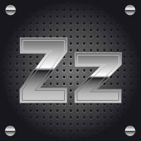 Letter Z silver metallic lettering.のイラスト素材