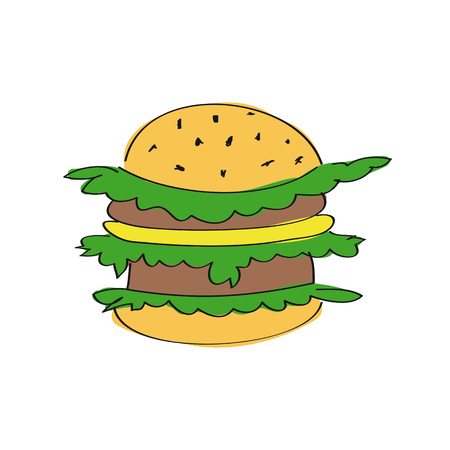 Tasty hamburger - original hand drawn illustrationのイラスト素材