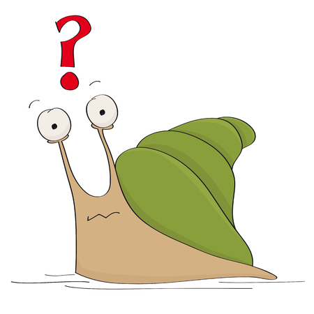 Funny dull looking snail wondering what to do - original hand drawn cartoon illustrationのイラスト素材