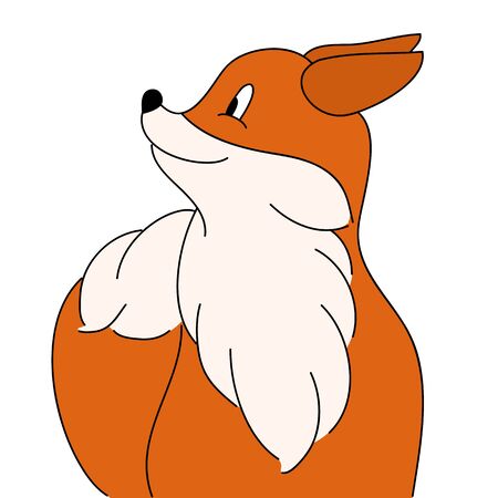 Cute happy fox - original hand drawn illustrationのイラスト素材