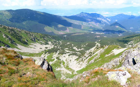 Landscape scenery - view of the Low Tatras (Nizke Tatry) on the tourist path to the Chopok mountain peak. Summertime in the Northern Slovakia, Slovak Republic, Europe.の写真素材