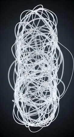 White wire on a dark background. 3d rendering, 3d illustration.の素材