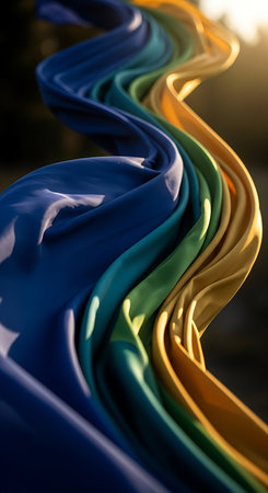 close up of colorful silk fabric, shallow depth of field, abstract backgroundの素材
