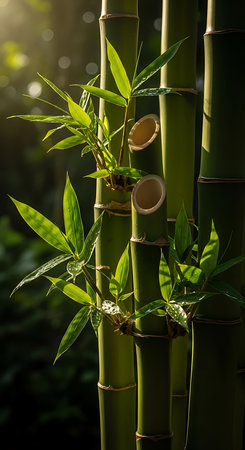 Bamboo forest in the morning light. Natural background. Shallow depth of fieldの素材